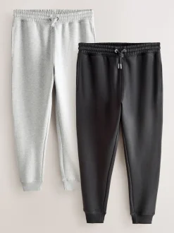 Noir/gris chiné - Lot de 2 Joggings Coupe ajustée à dos brossé