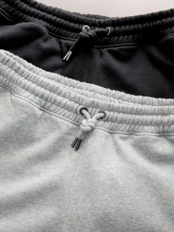 Noir/gris chiné - Lot de 2 Joggings Coupe ajustée à dos brossé