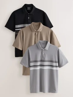 Noir/Gris/Neutre - Polo en jersey Manches courtes 3 Pack
