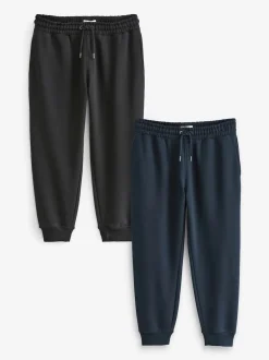 Noir/Marine - Lot de 2 Joggings Coupe ajustée à dos brossé