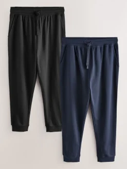 Noir/Marine - Ourlets resserrés - Lot de 2 pantalons de jogging ouverts Loopback Soft Touch