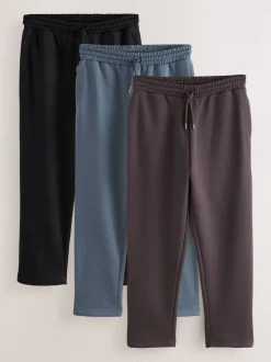 Noir/MARRON CHOCOLAT/Bleu acier - Brushback Heavyweight 3 Pack Joggings