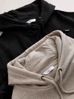 Noir/Neutre - Lot de 2 sweats à capuche en jersey riche en coton