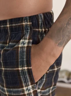 Noir/Neutre Carreaux - Bas de pyjama Motionflex douillet à poignets