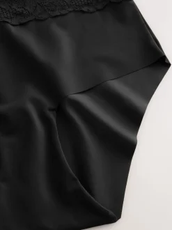 Noir/Nu - Culotte amincissante légère à taille haute en dentelle 2 Pack