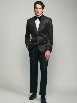 Noir/Or - Ajustement régulier - Blazer en velours à motifs