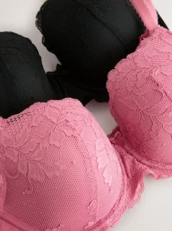 Noir/Rose - Soutien-gorge en dentelle DD+ 2 Pack
