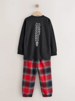 Noir/Rouge/Beige Sable Offline - Lot de 2 pyjamas en tissu à carreaux à manches longues (3-16ans)