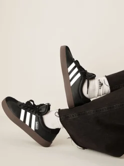 Noir/Tan - adidas Vl Cour 3.0 Baskets enfant en daim à lacets