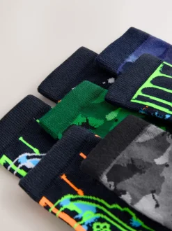 Noir/Vert Drippy Gamer - Paquet de chaussettes en coton riche 7