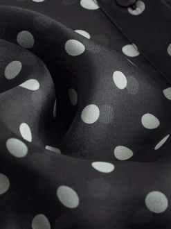 Noir/Vert sauge à pois - Chemise transparente à manches longues