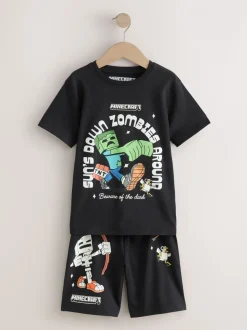 Noir/vert/pierre - Pyjama court Minecraft 100% coton 3 (3-16ans)