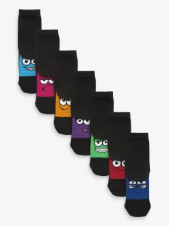Noir/visages lumineux - Paquet de chaussettes en coton riche 7