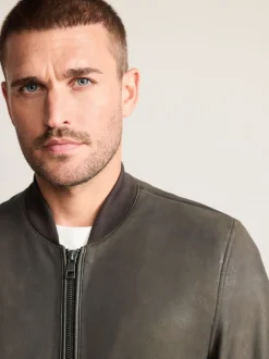 Nubuck marron - Blouson aviateur Signature en cuir