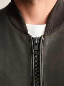 Nubuck marron - Blouson aviateur Signature en cuir