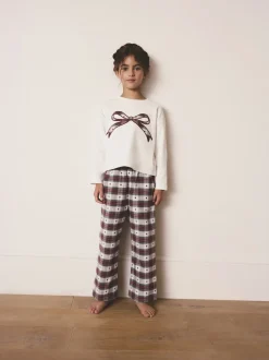 Nœud à carreaux rouge/vert - Pyjama bas tissé de Noël (2-16ans)
