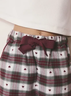 Nœud à carreaux rouge/vert - Pyjama bas tissé de Noël (2-16ans)