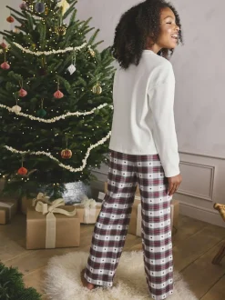 Nœud à carreaux rouge/vert - Pyjama bas tissé de Noël (2-16ans)