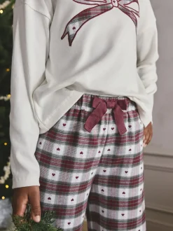 Nœud à carreaux rouge/vert - Pyjama bas tissé de Noël (2-16ans)