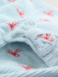 Nœud bleu - Ensemble body et collants à manches longues en velours côtelé pour bébé (0mois-2ans)