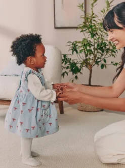 Nœud bleu - Ensemble body et collants à manches longues en velours côtelé pour bébé (0mois-2ans)