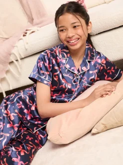 Nœud bleu marine - Lipsy Satin Ensemble Chemises et pyjamas à longues jambes (5-16ans)