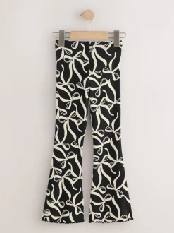 Nœud noir/blanc - Leggings évasés à côtes (3-16ans)