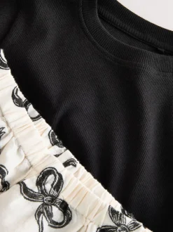 Nœud noir/écru - Lot de 1 pyjamas à bas tissé (3-16ans)