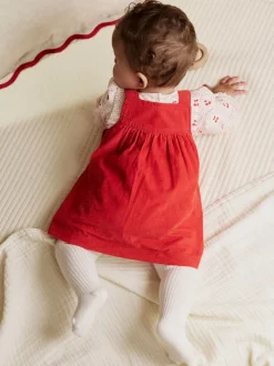 Nœud rouge - Ensemble body et collants à manches longues en velours côtelé pour bébé (0mois-2ans)