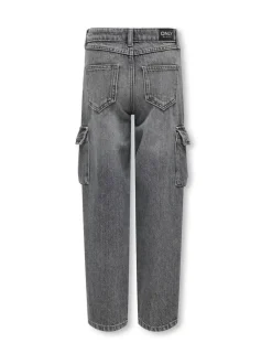 ONLY KIDS Gris Ample Cargos Jeans avec taille ajustable