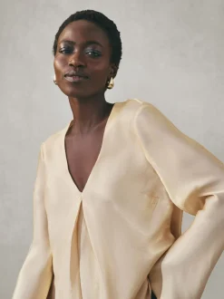 Or - Chemisier à manches longues Nodinary Satin métallisé