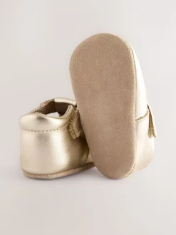 Or - Leather Bébé T-Bar Chaussures (0-24mths)