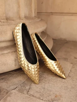 Or - Linzi Ballerines tissées Talina à bout pointu