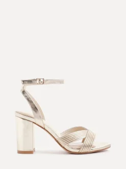 Or - Linzi City - Sandales à talons hauts avec lanières côtelées sur le devant