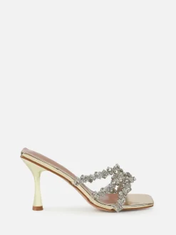 Or - Mules Simmi London à talons milieu en diamant blush
