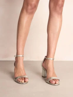 Or - Sandales à talons carrés