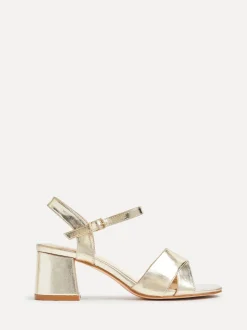 Or - Sandales à talons larges Linzi Vivian avec bandoulière avant croisée
