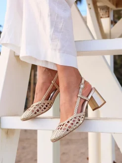 Or - Sandales Linzi Sandria tissées à la main à bride arrière