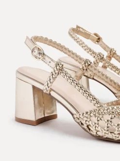 Or - Sandales Linzi Sandria tissées à la main à bride arrière