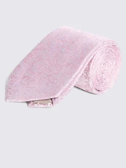 Or pâle - Cravate MOSS en soie tourbillonnante Fleurie