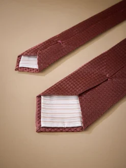 Orange - Cravate Signature en soie texturée