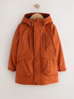 Orange - Parka Résistant à la douche doublée de polaire (3-16ans)