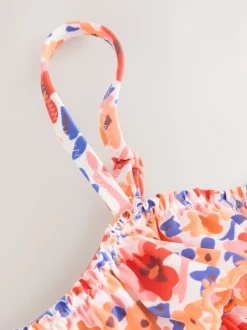 Orange à petites fleurs - Bikini à volants (3-16ans)
