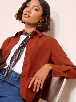 Orange brûlé - Chemise Friends Like These carrée à boutons