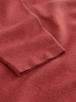 Orange brûlé - Col zippé - Polo N.premium en maille à manches longues haut de gamme à manches longues