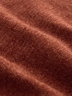 Orange brûlé - Pull col rond en chenille uni coupe décontractée