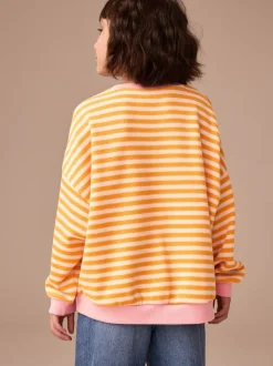 Orange/rose - Sweat-shirt oversize côtelé confortable (9mois-16ans)