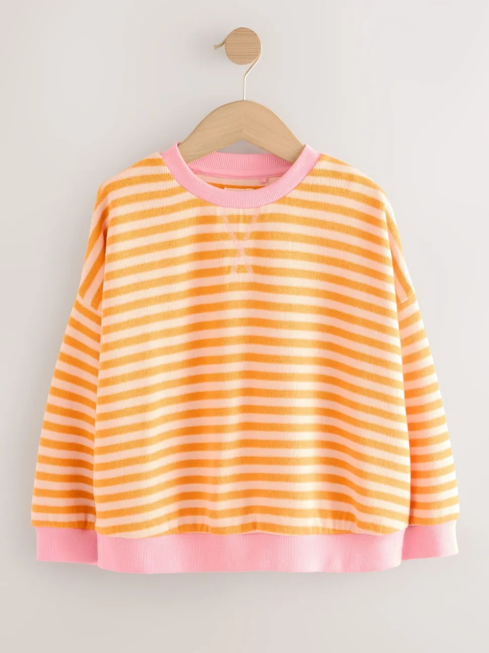 Orange/rose - Sweat-shirt oversize côtelé confortable (9mois-16ans)