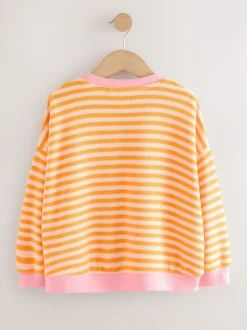 Orange/rose - Sweat-shirt oversize côtelé confortable (9mois-16ans)