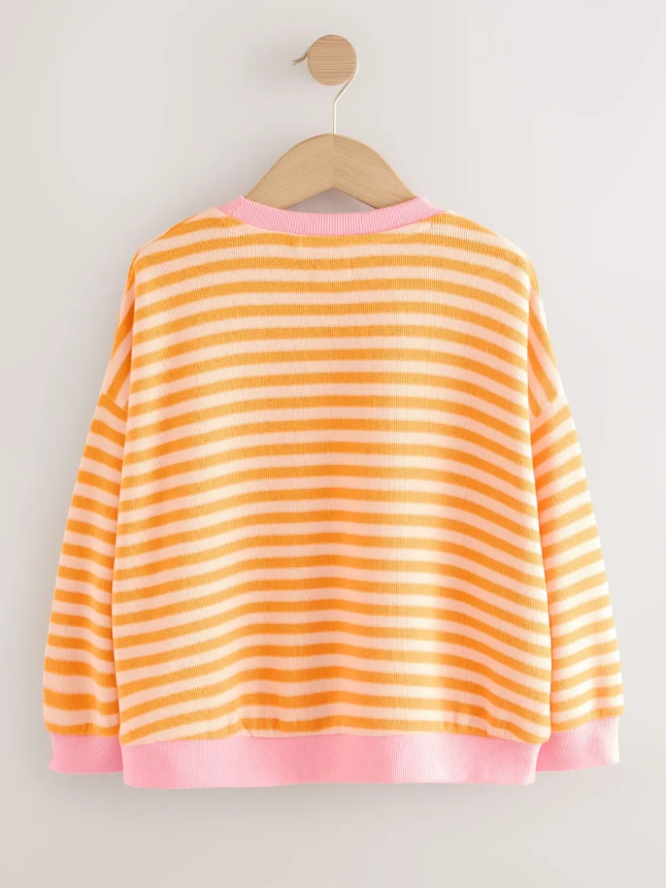 Orange/rose - Sweat-shirt oversize côtelé confortable (9mois-16ans)
